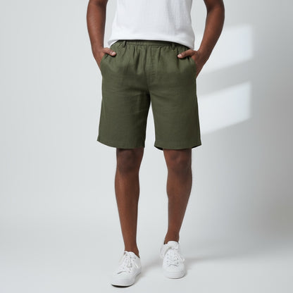 Classic Shorts- 100% Premium Linen - Men's Shorts - Olive