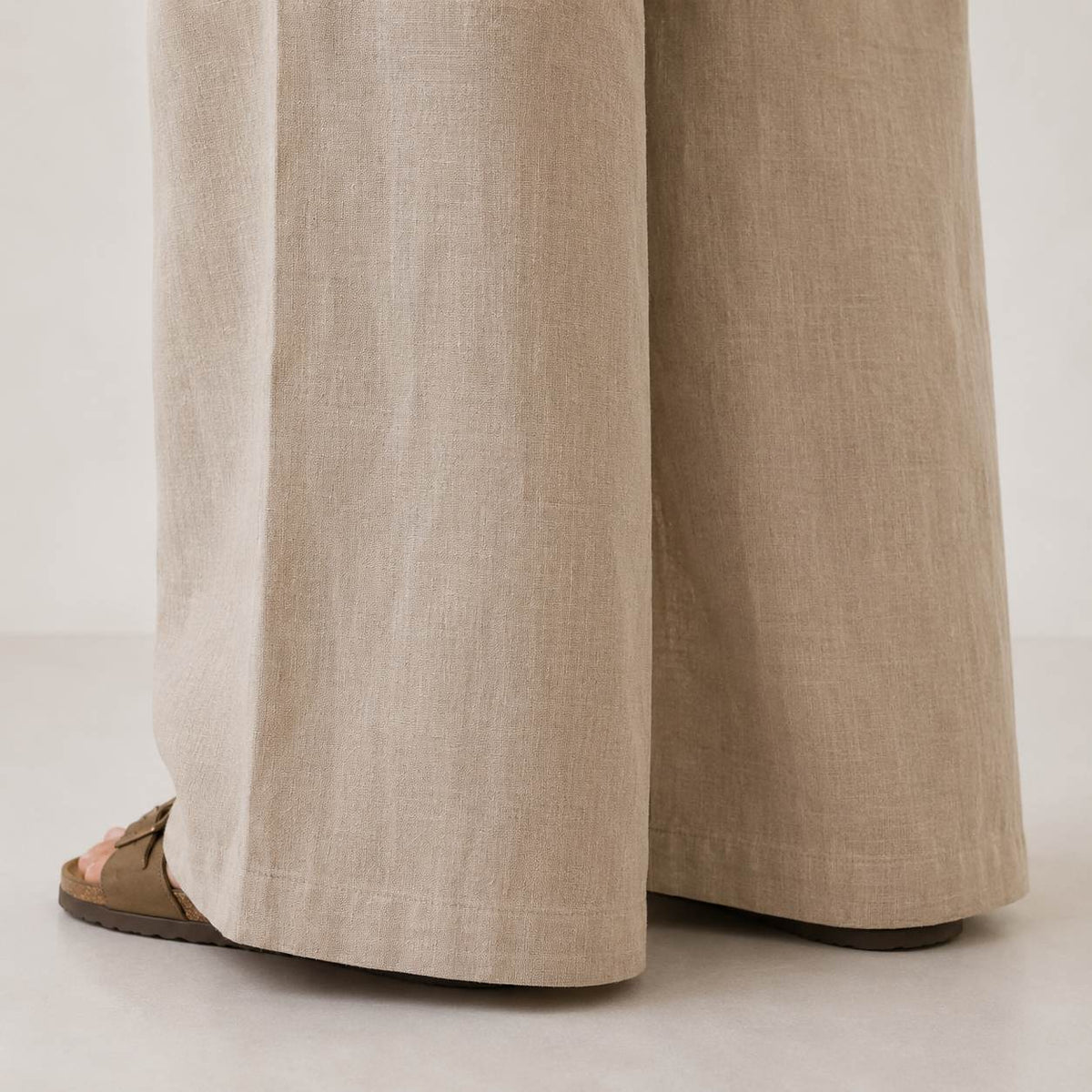 Linen Wide-Leg Pant for Women- Taupe