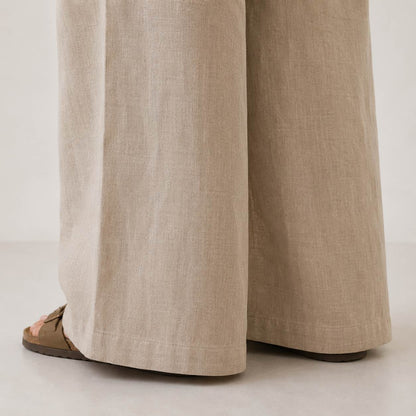 Linen Wide-Leg Pant for Women- Taupe