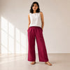Linen Wide-Leg Pant for Women- Brick Red