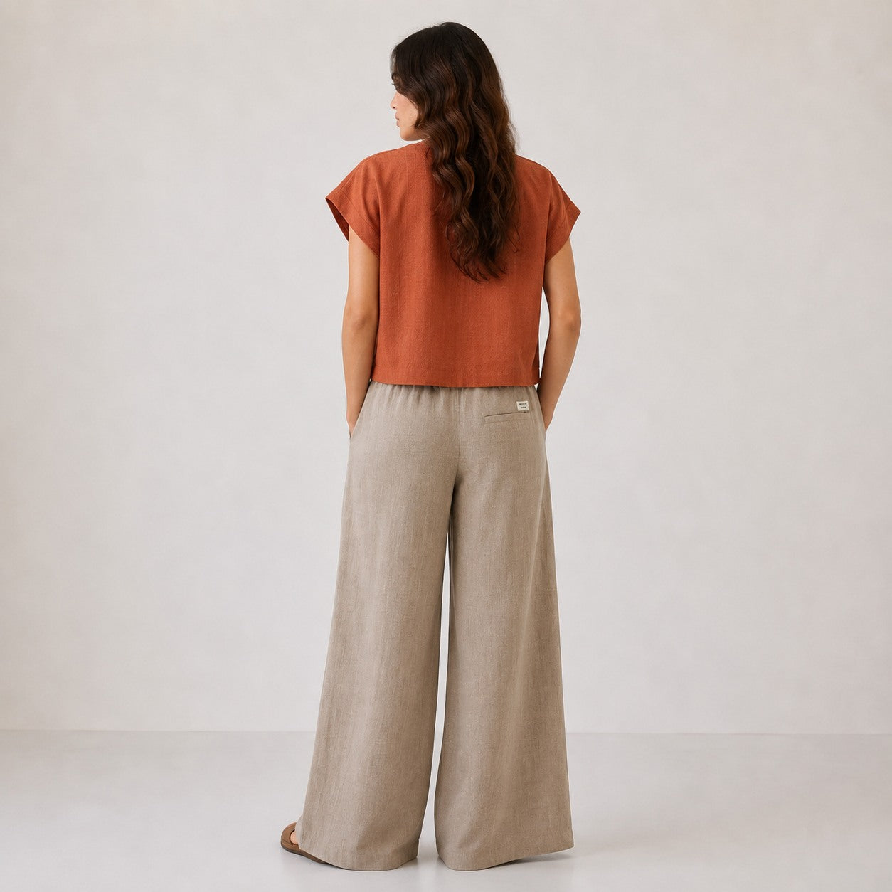 Linen Wide-Leg Pant for Women- Taupe