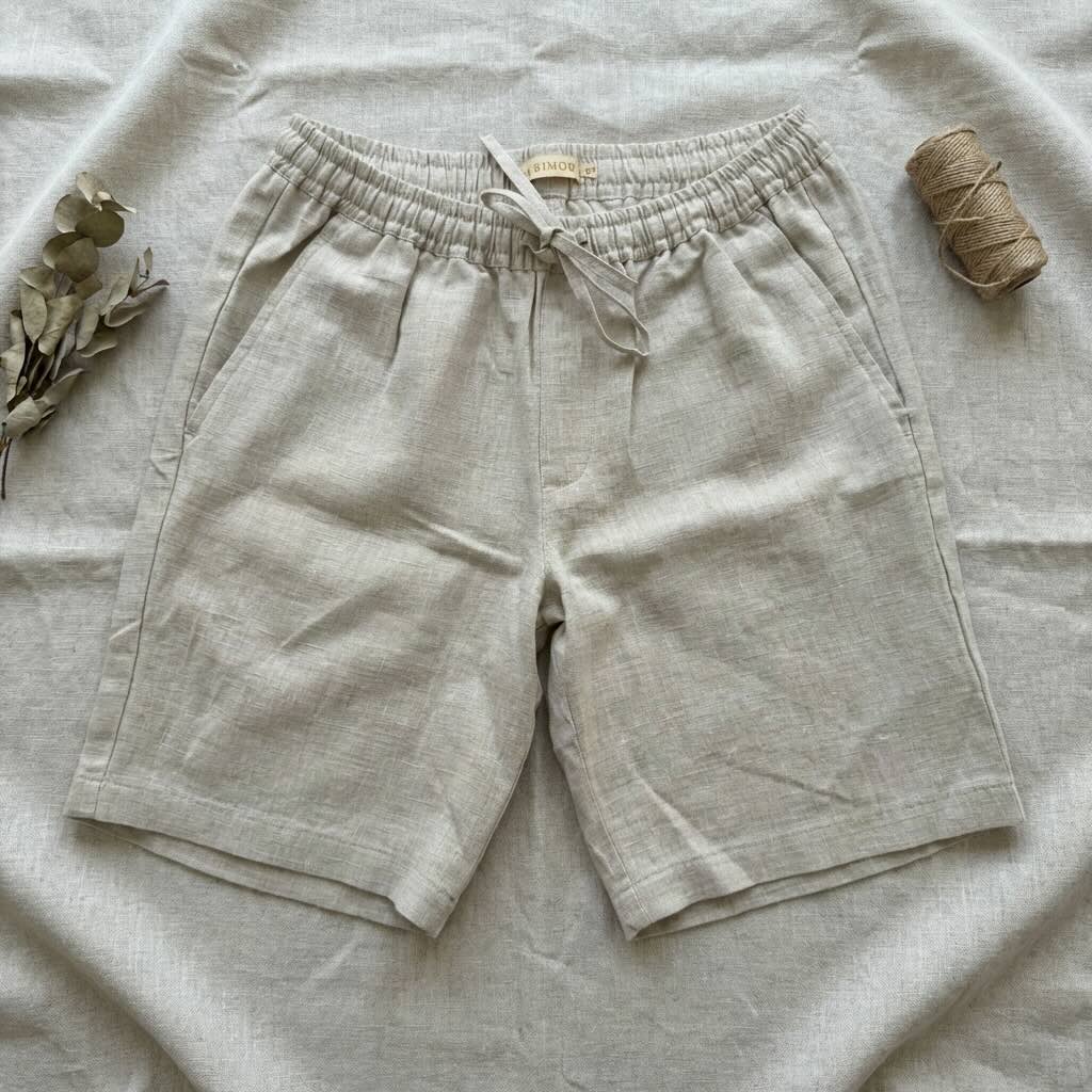 Linen Classic Shorts for Men- Beige