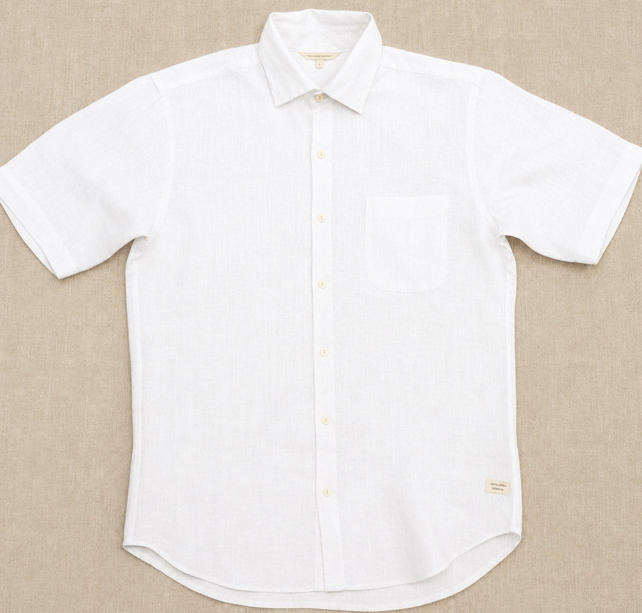 Linen Half-Sleeve Regular Collar Shirt for Men- White