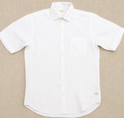 Linen Half-Sleeve Regular Collar Shirt for Men- White