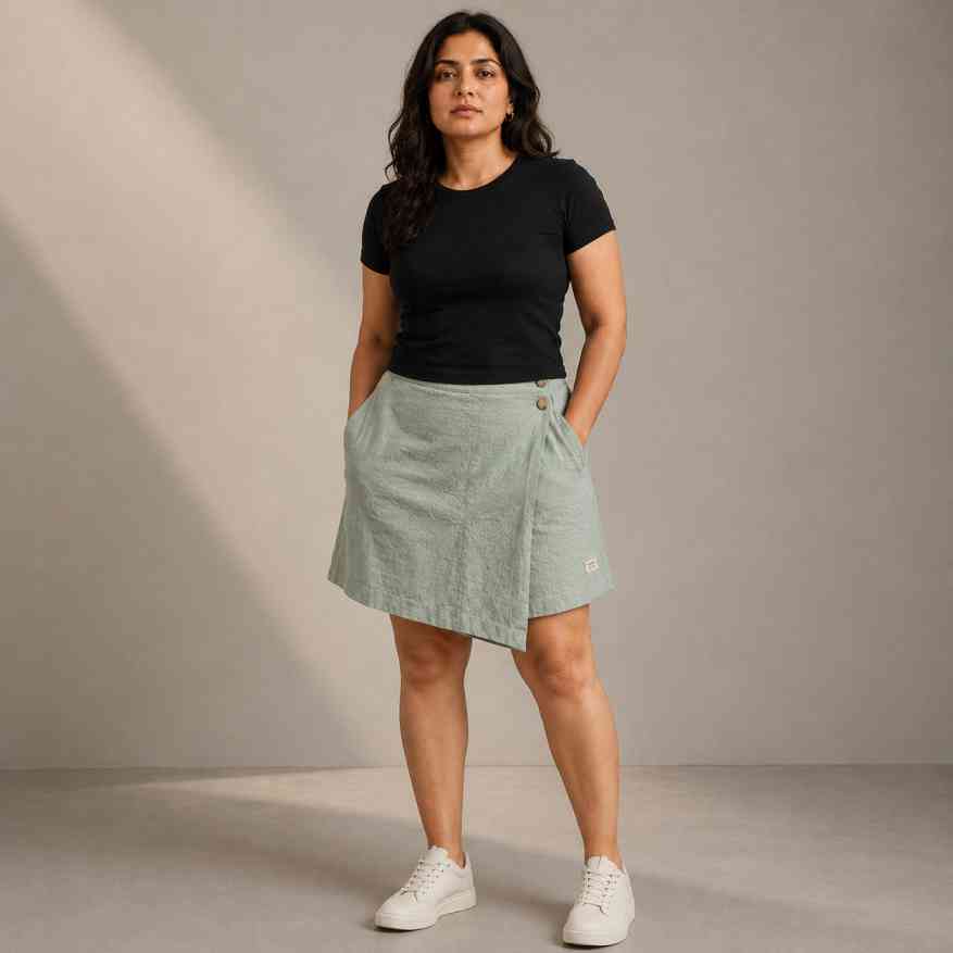 Linen Skorts for Women with pockets- Sage