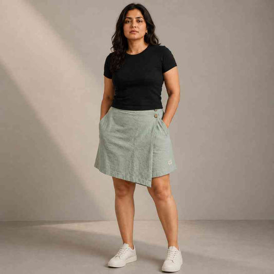Linen Skorts for Women with pockets- Sage