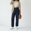 Linen Relaxed Fit Pants for Women- Navy