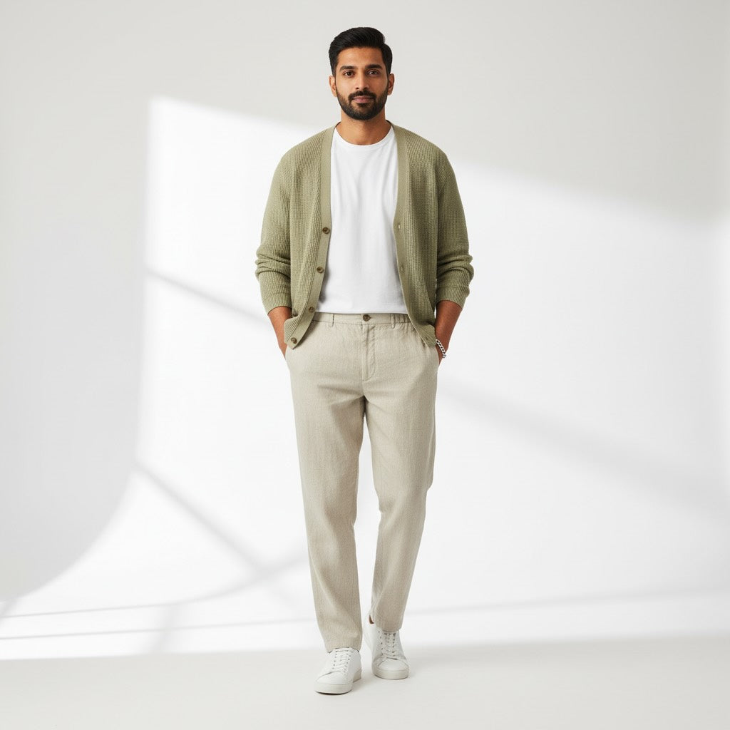 Office Chinos for Men - 100% Premium Linen - Beige