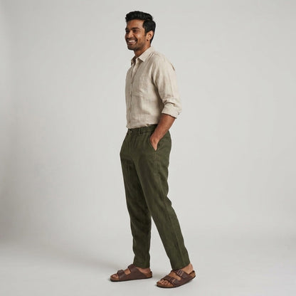 Linen Chinos for Men- Olive