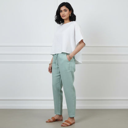 Relaxed fit Pants- 100% Premium Linen - Women - Sage