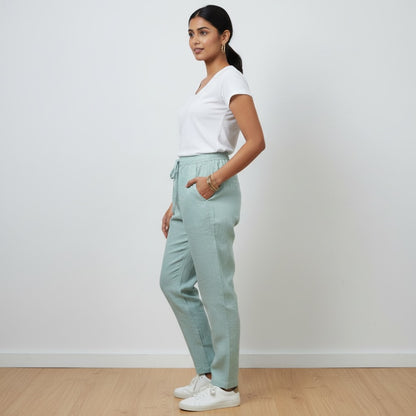 Relaxed fit Pants- 100% Premium Linen - Women - Sage