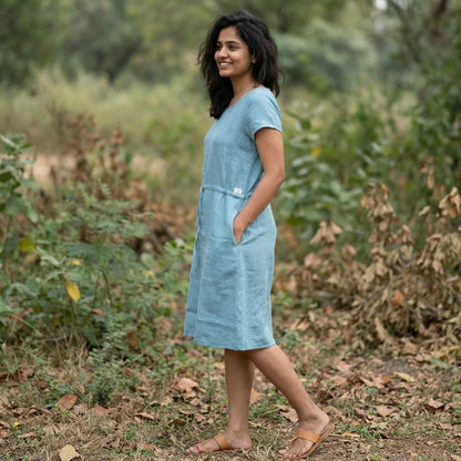 Summer dress - 100% Linen Non Transparent - Women -Sage