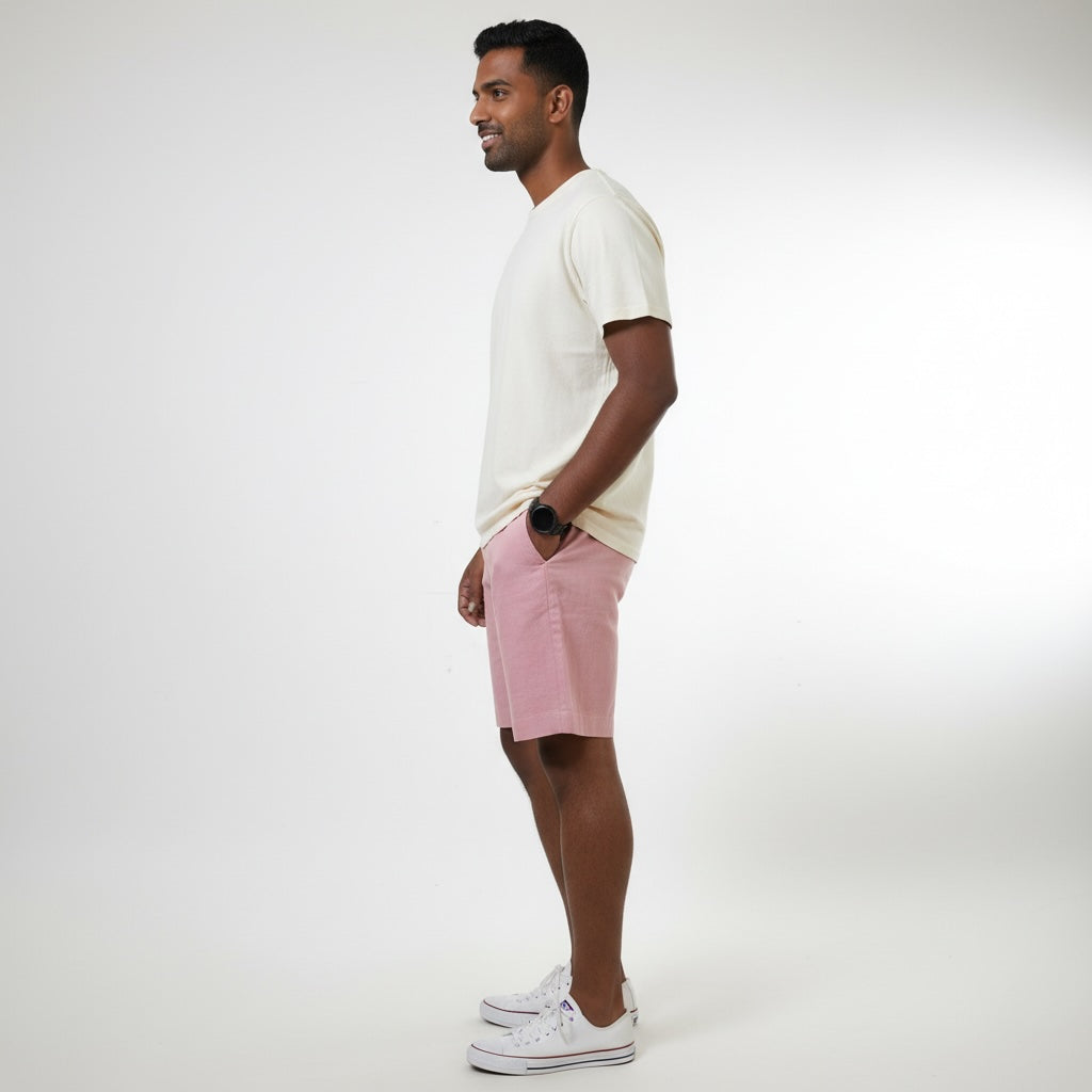 Classic Shorts- 100% Premium Linen - Men's Shorts - Rose