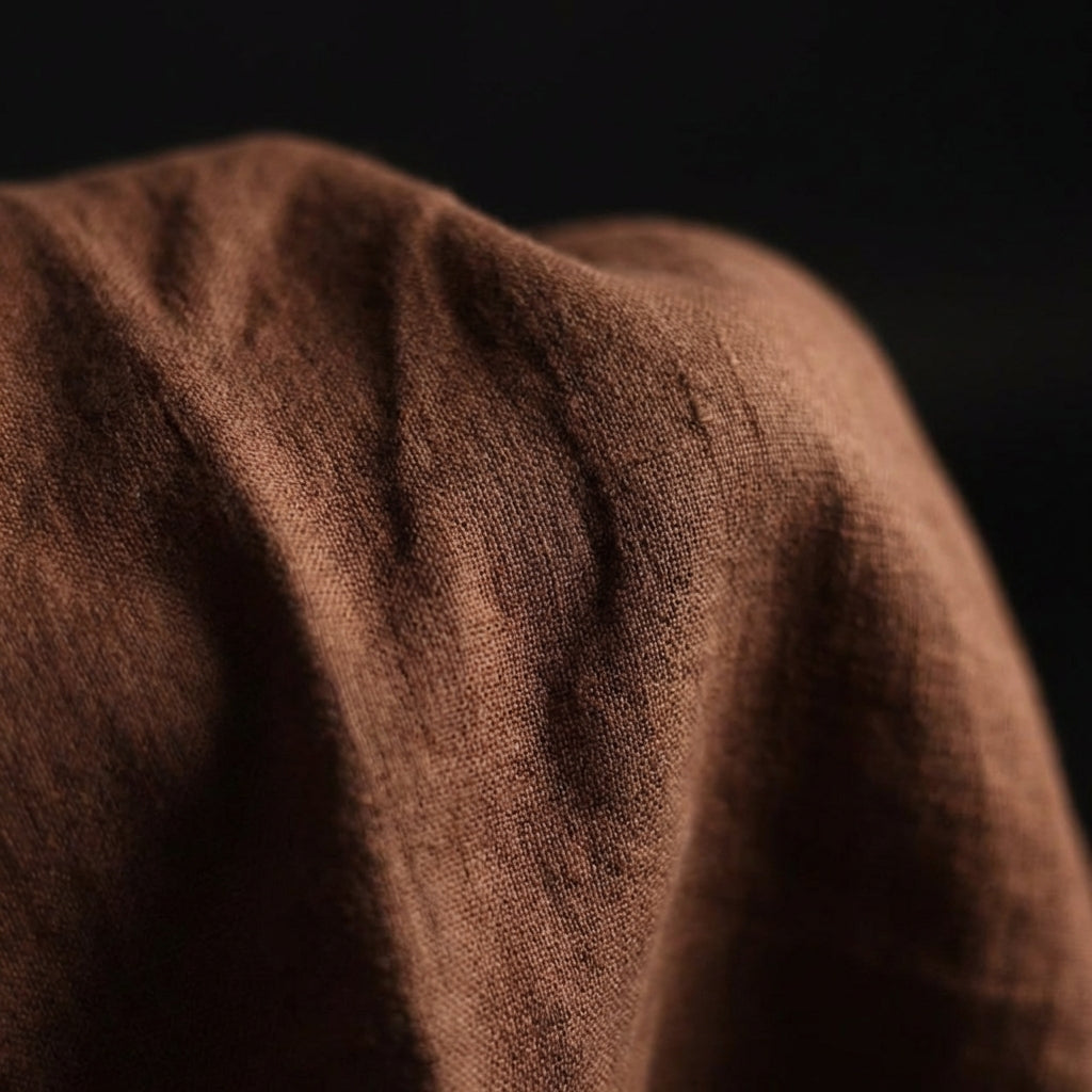 Linen Long Shirt Dress for Women- Brown