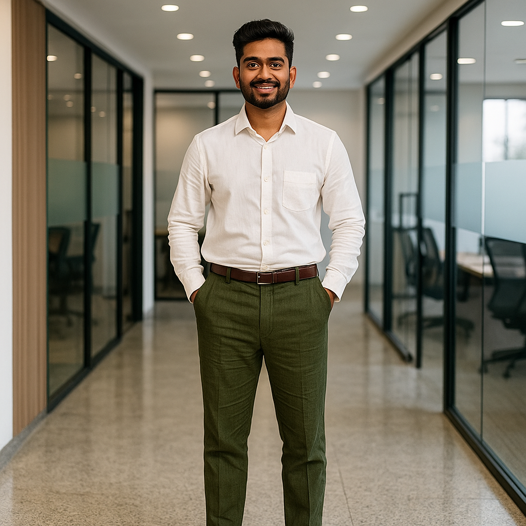 Office Chinos for Men - 100% Premium Linen - Olive