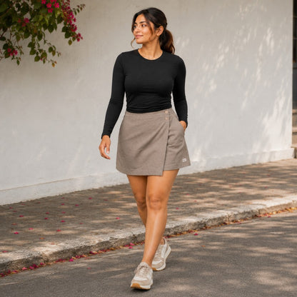 Linen Skorts for Women with Pockets- Taupe