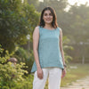 Linen Asymmetrical Top for Women- Muted Sage