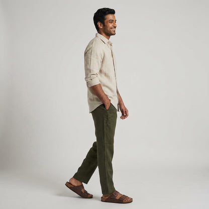 Linen Chinos for Men- Olive