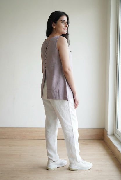 Asymmetrical Top - 100% Linen - Women - Lavendar