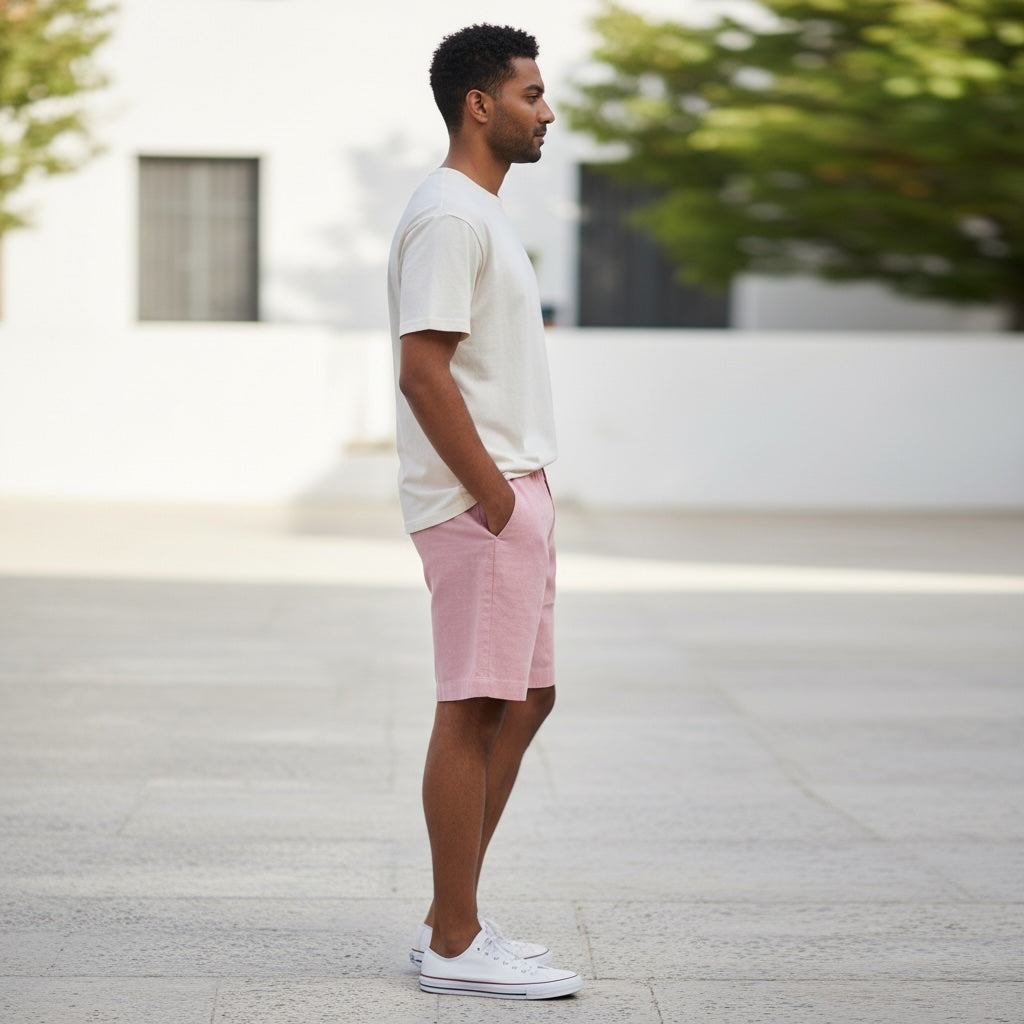 Classic Shorts- 100% Premium Linen - Men's Shorts - Rose