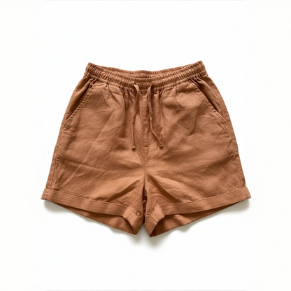 Linen Shorts for Women- Dusty Rust