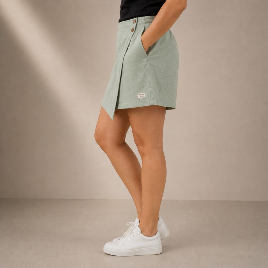 Linen Skorts for Women with pockets- Sage