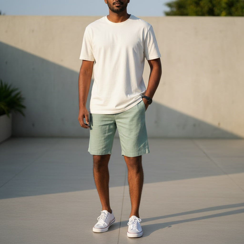 Linen Shorts for Men - Sage